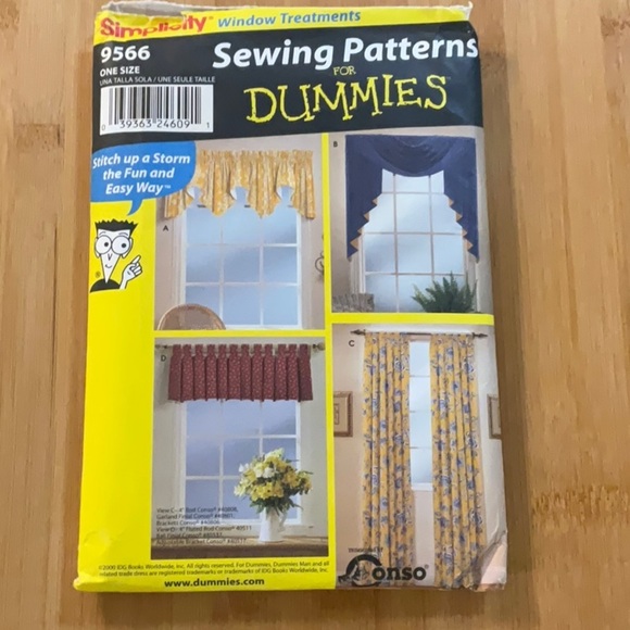 Vtg. Simplicity #9566 Window Treatments Sewing Patterns for Dummies One Size - Picture 1 of 8